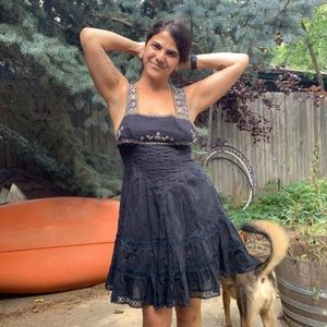 Free People embroidered black sundress
